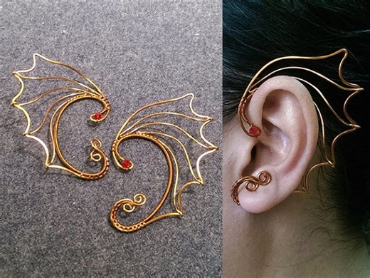 How to design dragon wings earcuff - DIY wire jewelry 244