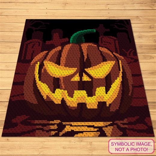 C2C Halloween Crochet Pumpkin Pattern, C2C Crochet Afghan Pattern, Crochet Graphghan, Corner to Corner Blanket, Crochet Graveyard Pattern - Etsy
