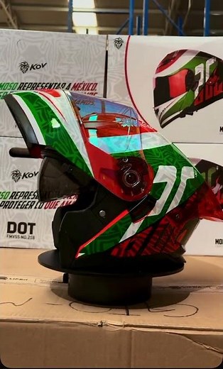 Kov Stark Gool Green Tricolor Motorcycle Helmet, Certified // World Cup 2026 // Motocity MX