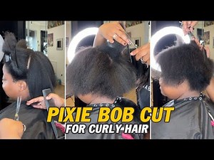 How to cut Perfect Pixie Bob Haircut for Curly Hair | Layered Bob Cut for Women