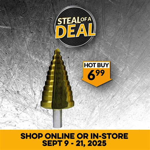 Tow straps are one of those things you hope you’ll never have to use, but here's a very affordable one for the cab or trunk. 🪢 Need a heavy-duty poly tarp? This one is tear-resistant with grommets every 2 feet, and UV-treated to protect against harsh weather conditions. Finally, this jumbo step drill bit made from titanium-finished high-speed steel lets you drill different hole sizes in soft metals and PVC. 🛒 Come take a closer look! 👉 https://prnc.es/4mWTqsr | Princess Auto