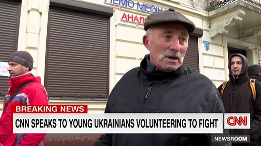 A 73-year-old Ukrainian man tells CNN's Jim Sciutto he is ready to die for Ukraine while waiting in line in Kyviv to enlist in the citizen's army, known as the territorial defense force. He is just one of many Ukrainians volunteering in the fight to defend their homeland against Russia. | CNN