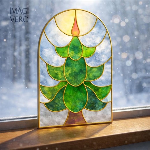 Christmas Tree Stained Glass Pattern PDF, Easy Holiday Suncatcher Template, Arched Window Hanging Design - Etsy