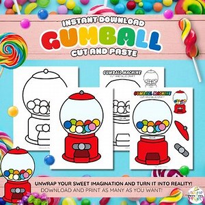 Gumball Machine Cut and Paste Craft | Gumball Machine Activity | Gumball Machine