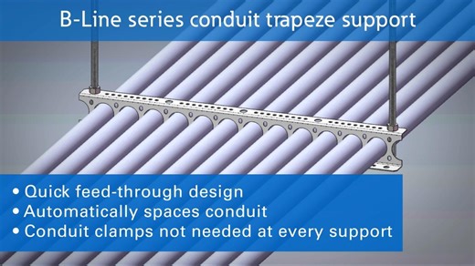 Eaton's B-Line series conduit trapeze support (BCTS) can save material and installs up to 50% faster - Eaton videos