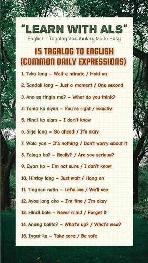 15 Common Tagalog to English Translations You Should Know! | Learn With ALS🧑🏼‍🏫