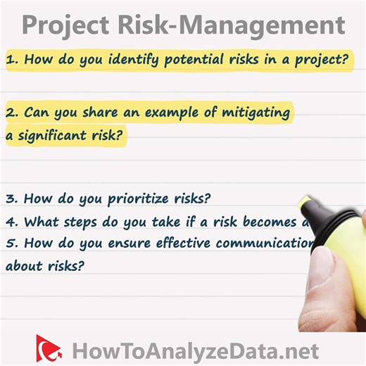 Top 5 PROJECT RISK-MANAGEMENT Job Interview Questions & How to Answer Them Like a Pro #projectmanagement Discover the top 5 essential job interview questions and learn strategic, winning answers to stand out to hiring managers. This video offers practical tips to help you answer confidently and make a memorable impression in your next interview! Practice Job Interview and Assessment Tests: https://www.howtoanalyzedata.net/ ____ Download FREE Sample Hiring Assessment Test Questions (PDF eBook): h