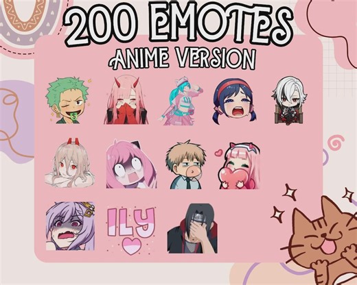 200  Kawaii Anime Chibi Emotes, Twitch, Discord, Kick (digital Download) - Etsy
