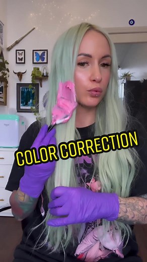 DIY Color Correction: Transforming Green Hair to Silver with Pink