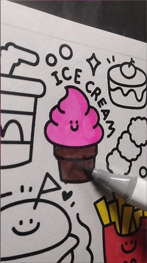 🎨 Satisfying Cute Food Doodle Coloring!