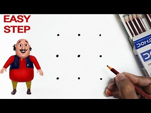 Dots turns into Motu Patlu cartoon drawing // Easy Kids drawing