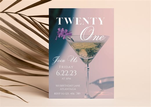 Elegant 21st Birthday Invitation Template (digital Download) - Etsy UK