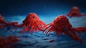 Cancer cells vis - 3d rendered video, enhanced scanning electron...