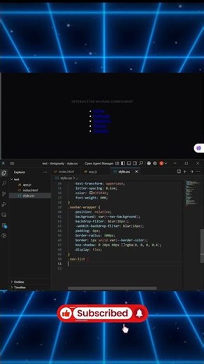 modern animated navbar ui clean web design animations #coding #programming #shorts