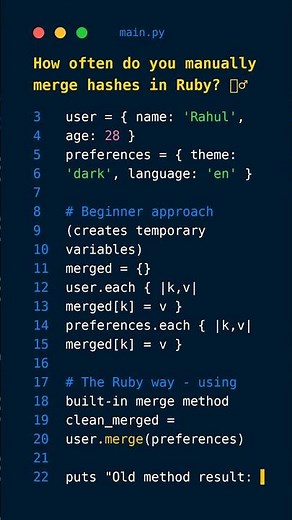 Stop Writing Ruby Like This! Hash Merging Done Right 🤯 #viral #rubytips #ruby