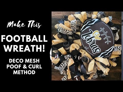 Easy DECO MESH POOF & CURLS WREATH BASE | DIY FOOTBALL WREATH | How To Make A Wreath Tutorial