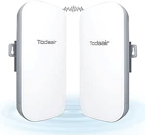 Wireless Bridge，2.4G 150Mbps Point to Point Wireless Bridge，Long Range Up to 1600 ft. ，24V PoE Power，IP65 Waterproof, 2-Pack