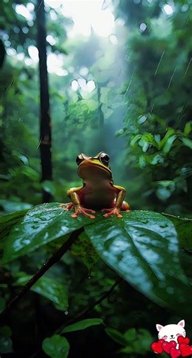 “Rain Serenity: The Life Journey of a Jungle Frog in the Amazon | 8K Nature Dreamscape”