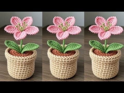 How to Crochet a Beautiful Potted Flower | Step by Step ll