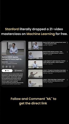 Stanford's Complete Machine Learning Course (Free) #MachineLearning #ArtificialIntelligence