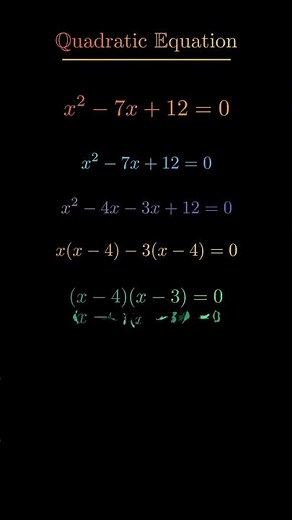 Quadratic Equation Made Easy | Factorisation Method | Step by Step Maths Visualization #maths