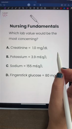 FutureRN | Nurse Pam & Prof.Amy | Do you know your lab values? Let’s do this nursing fundamentals practice question together! Check out Nurse Pam’s answer explanation, and... | Instagram