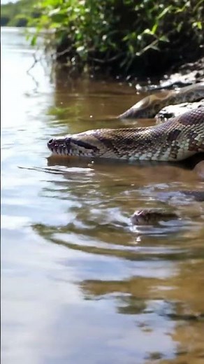 Anaconda vs Python | Deadly Water Fight:#Anaconda #Python #Wildlife #SnakeFight #NatureAttack