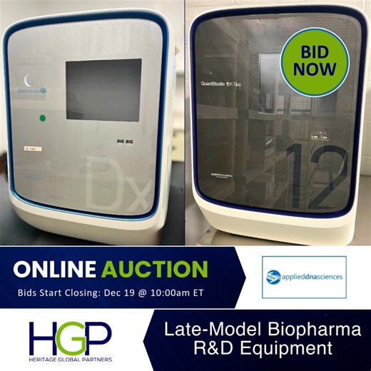 Heritage Global Partners, Inc. on Instagram: "⚡️ Late-Model #Biopharma R&D Equipment #Auction Closes Tomorrow, December 19 👀 https://hgbl.hginc.com/AppliedDNA #DontMiss This Rockstar Lineup! 💻 Top Highlights: 🧬 Buchi B-290 Mini Spray Dryer 🧬 2 QuantStudio 12K Flex Platforms 🧬 6 QuantStudio DX Systems 🧬 3 HITACHI 3500XL Genetic Analyzers 🧬 Bio-Rad CFX Opus 96 PCR 🧬 ThermoFisher ION GeneStudio SF Prime ION Torrent 🧬 ThermoFisher ION Chef System 🧬 SCIPrint VX2 🧬 3 Opentron OT2 Liquid Han