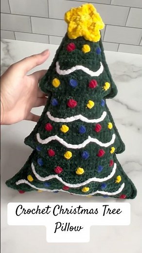 🎄 Crocheted Christmas Tree Decorative Pillow | Handmade Holiday Home Décor ✨