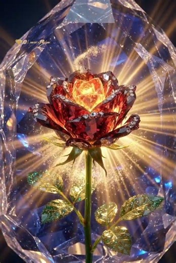 Eternal Crystal Rose ✨ Glowing Diamond Rose in Magical Crystal Sphere | 4K Relaxing Visuals#4k