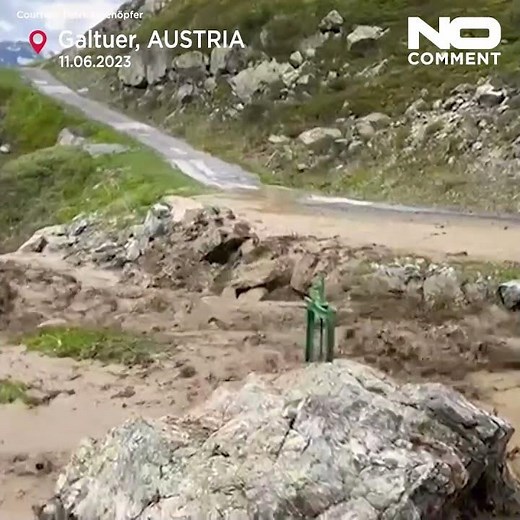 Peak of Austria's Fluchthorn mountain collapses in massive mudslide #shorts #nocomment