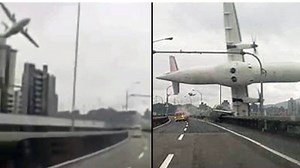 Horrifying moment plane sliced car in half in crash caught on dash cam footage