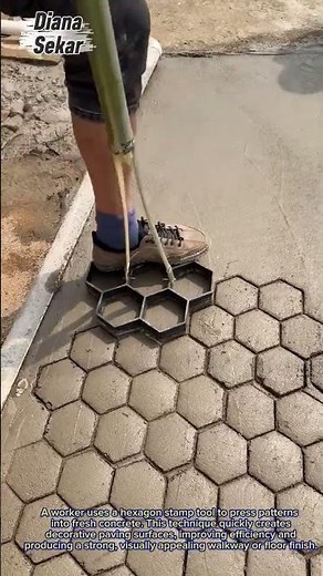 Amazing Concrete Pattern Technique | Hexagon Stamped Cement Design