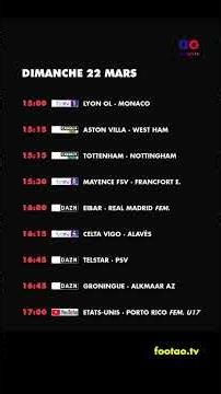 foot à la TV aujourd'hui dimanche 22 mars. Programme TV foot ce soir #foot #TV #match #ProgrammeTV