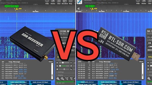 SDRplay 20米端馈 VS RTL-SDR.V4 2.4米玻璃钢接收效果