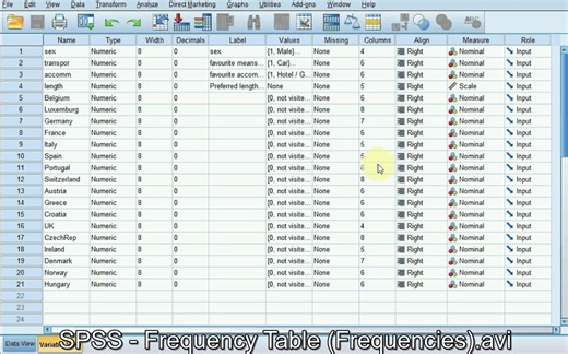 SPSS - Frequency Table (Frequencies)