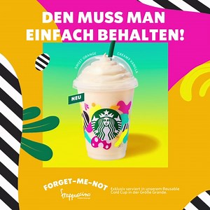 Eiskalt noch nicht probiert? 😱 Wenn du nach einer frischen Abkühlung suchst, ist unser cremiger, fruchtiger Forget-Me-Not Frappuccino genau das richtige für dich! Catch it, if you can und behalte unseren Reusable Cold Cup direkt! 💚 | Starbucks Deutschland
