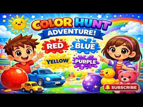 Color Hunt Adventure! 🌈 Learn Red, Blue, Yellow & Purple with Leo & Mia | Educational #kidslearning