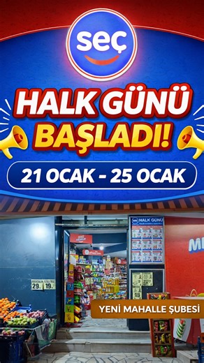 Simav Seç Market Yenimahalle | Yeni Mahalle’de Halk Günü fırsatları başladı! 📍 Seç Market Yeni Mahalle Şubesi 📅 21 – 25 Ocak Günlük ihtiyaçlardan temizlik ürünlerine,... | Instagram