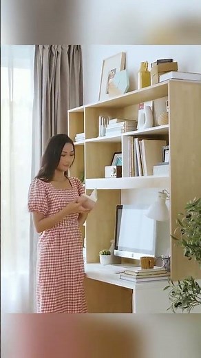 デスクと本棚が一体。省スペースワークデスク#ワークデスク#本棚付きデスク#省スペース家具#勉強机#書斎家具
