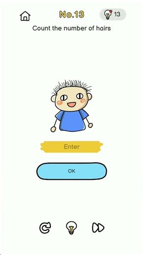 Brain Out Level 13: Count the number of hairs | Step-by-Step Solution