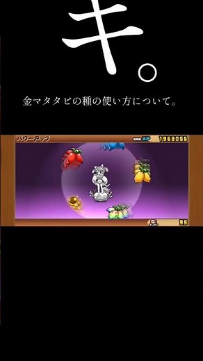 キ。金マタタビの種の使い方について。#にゃんこ#怪獣#無駄使い#金マタタビ#マタタビ