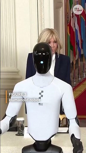 Melania Trump walks with humanoid robot at global summit