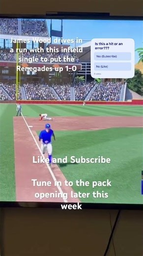 James Wood hits an infield single to drive in the first run of the championship series.