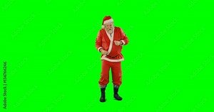 Happy santa claus dancing and singing on green screen 4k