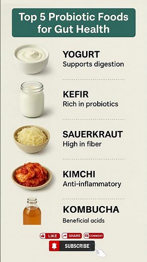 Top 5 Probiotic Foods for Gut Health #healthylifestyle #healthyeating
