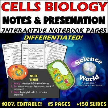Cells PowerPoint and Notes Bundle - Biology Science 6th 7th 8th Grade