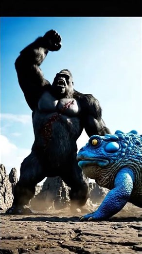 KONG SMASHES BLUE TOAD TITAN! 💥 Giant Amphibian Fight in the Desert #CGI