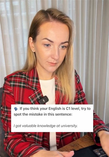 If you think your English is C1 level, spot the mistake in this sentence: ❌ I got valuable knowledge at university. 🧠The noun knowledge doesn’t collocate well with basic verbs like get. Use: ✨ gain knowledge ✨ acquire knowledge ✨ develop knowledge ✅ Advanced alternatives: ✔️ I gained a lot of knowledge at university. ✔️ I acquired valuable knowledge at university. ✔️ I developed my knowledge while studying at university. #ieltsgrammar #ielts #englishlessons #englishlearning #advancedenglish @En