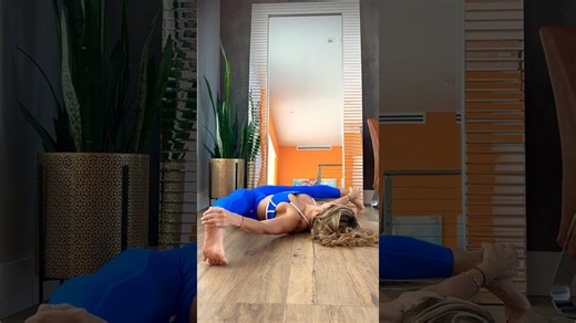 Yoga middle splits. Stretch for inner thighs, hips, and groin. #yoga #fitness #fitover40 #stretching